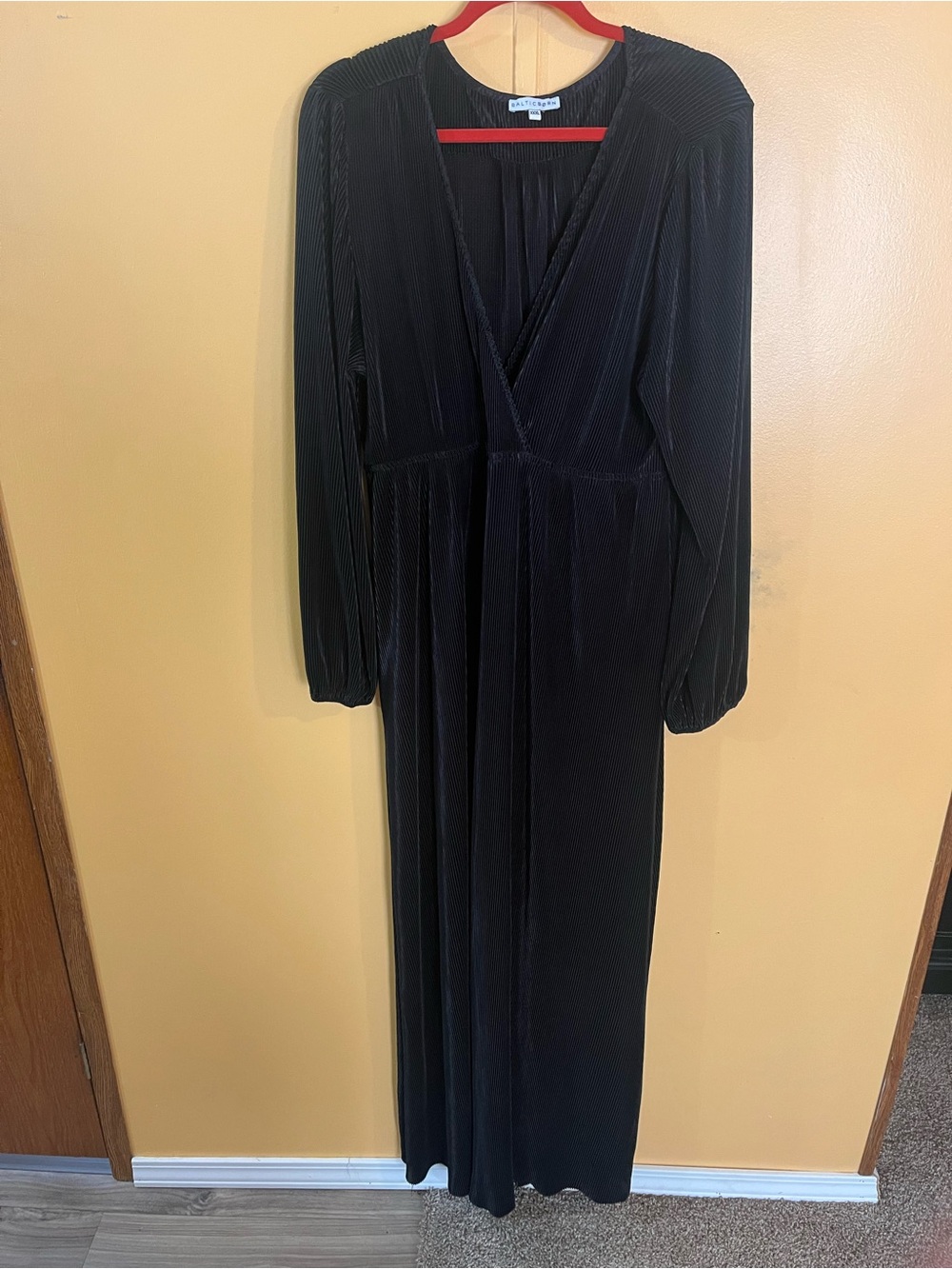 Baltic Born Black Pleated Long Sleeve Maxi Dress